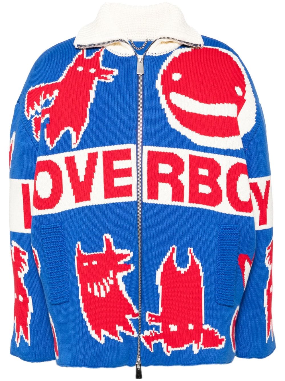 Charles Jeffrey Loverboy Knitted Puffer Jacket In Blue