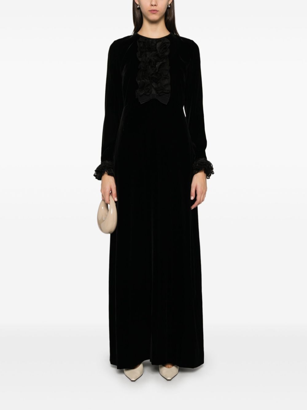 Shop Giambattista Valli Velvet Maxi Dress In Black