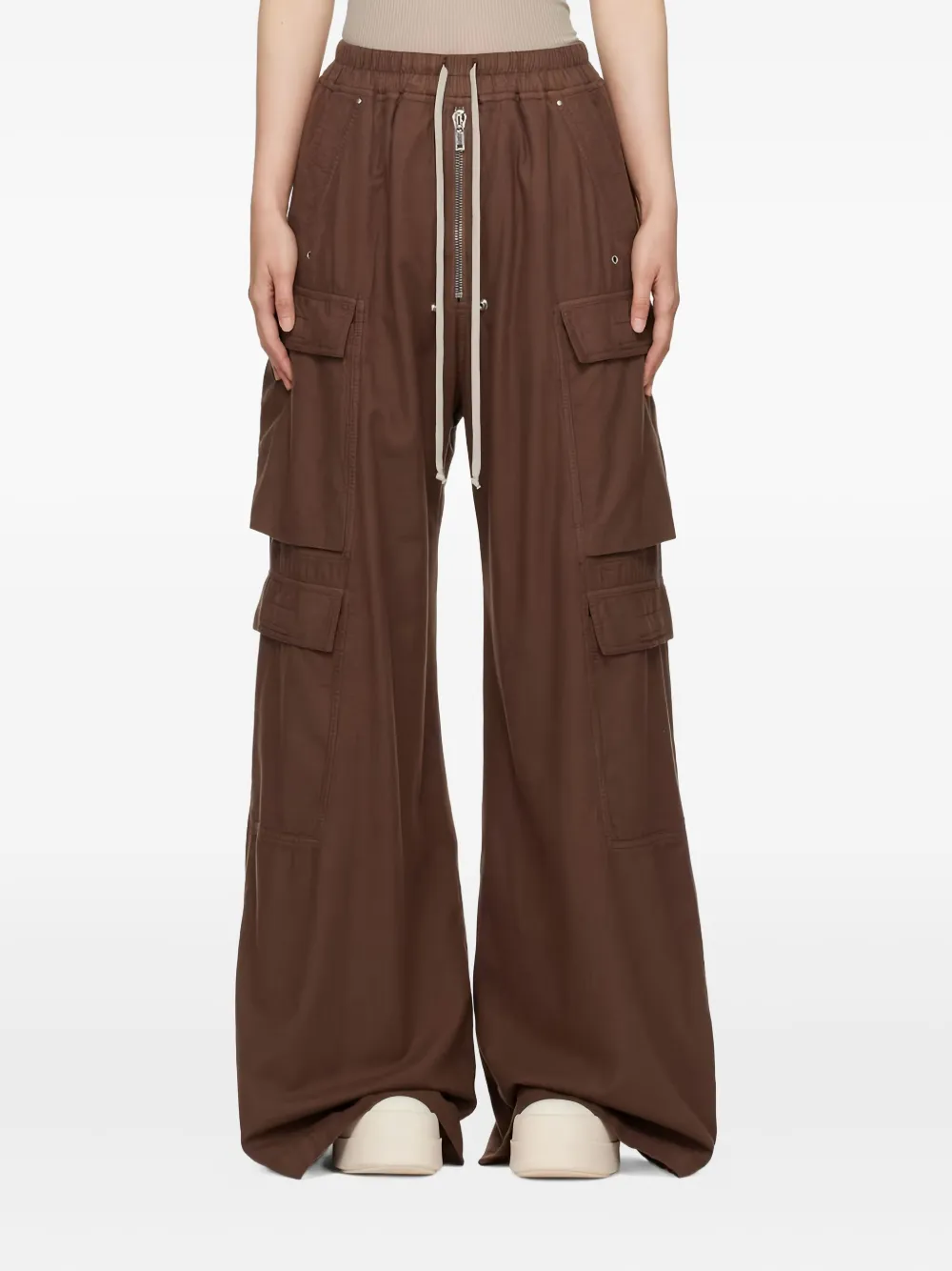 Rick Owens DRKSHDW drawstring cargo trousers | Brown | Image 1