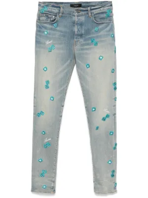 AMIRI distressed-effect Flared Jeans | Blue | FARFETCH CA