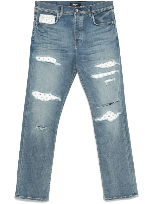 amiri record jeans デニム amiri jeans AMIRI Repaired Jeans | Blue | FARFETCH