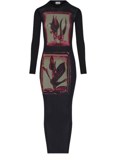 Jean Paul Gaultier vestido midi ajustado con estampado floral