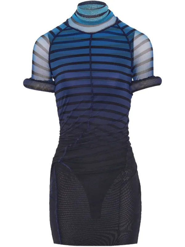 knee length dresses for ladies Foxblood - Victoria Striped Mesh Gown Black - Dress