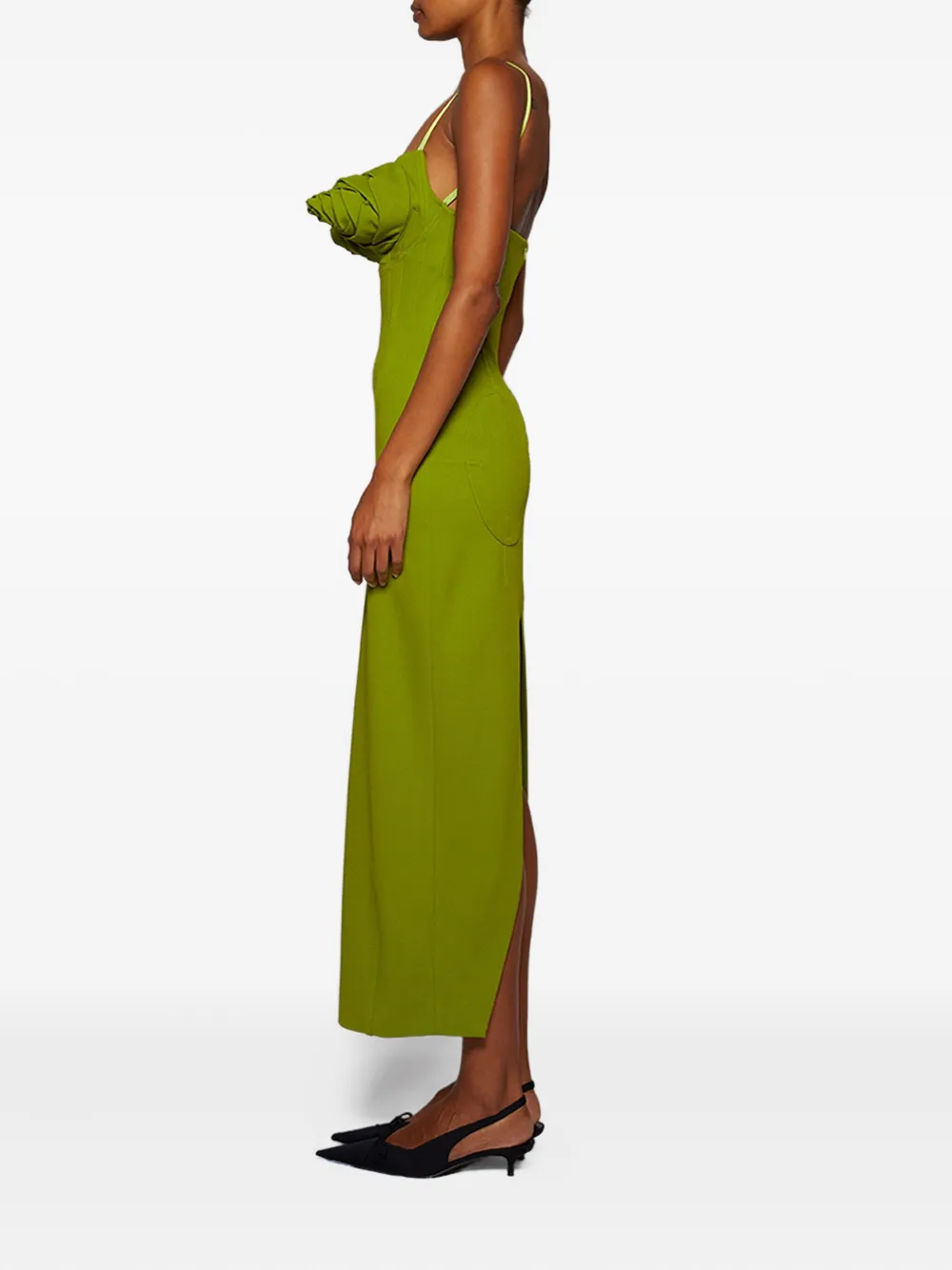 JEAN PAUL GAULTIER ROSE-EMBELLISHED MIDI DRESS