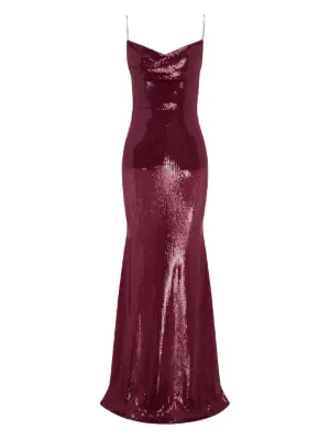 dolce and gabbana red sequin dress Long dress draped in sequins