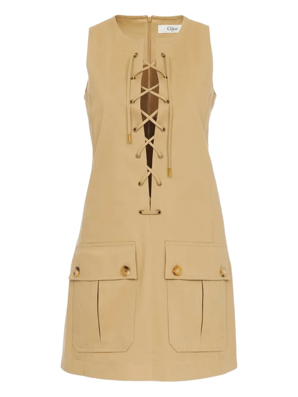 Chloé lace-up mini dress | Neutrals | Image 1