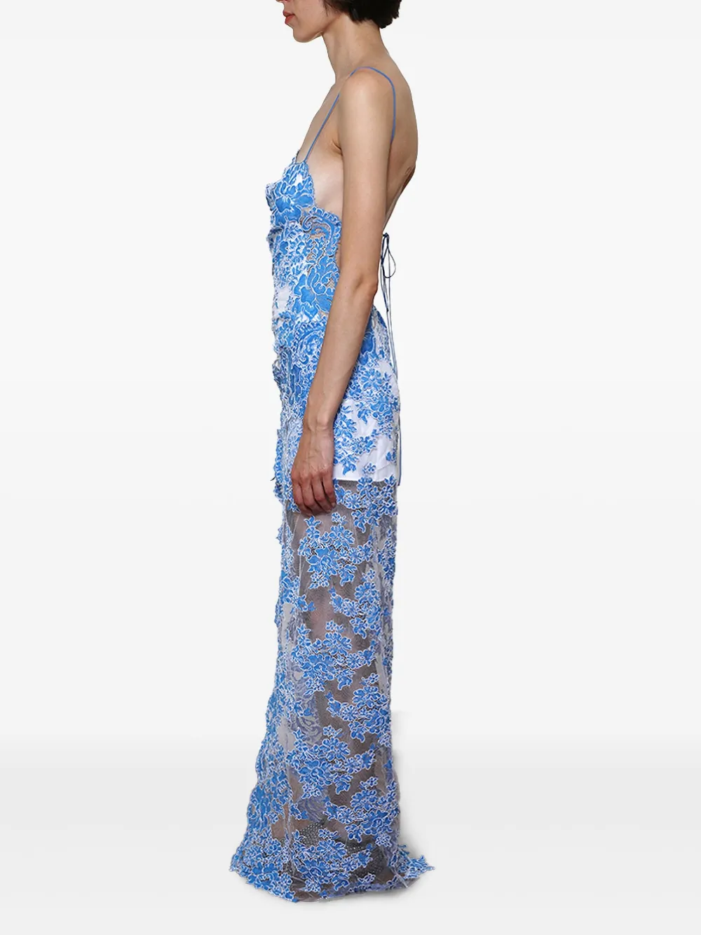 Christopher Esber Maxi-jurk met kant Blauw