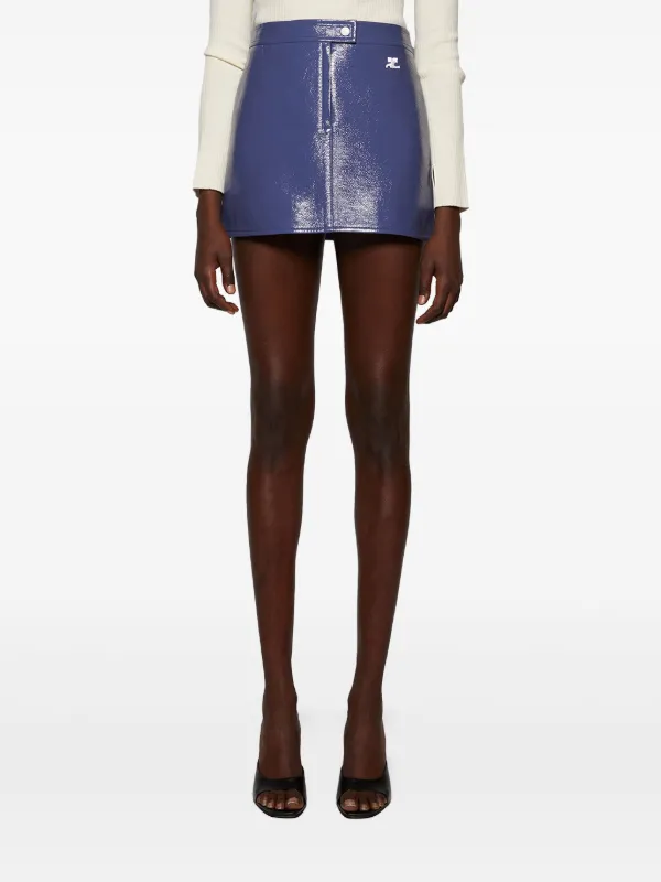 Courrèges Logo Mini Skirt | Blue | FARFETCH CA