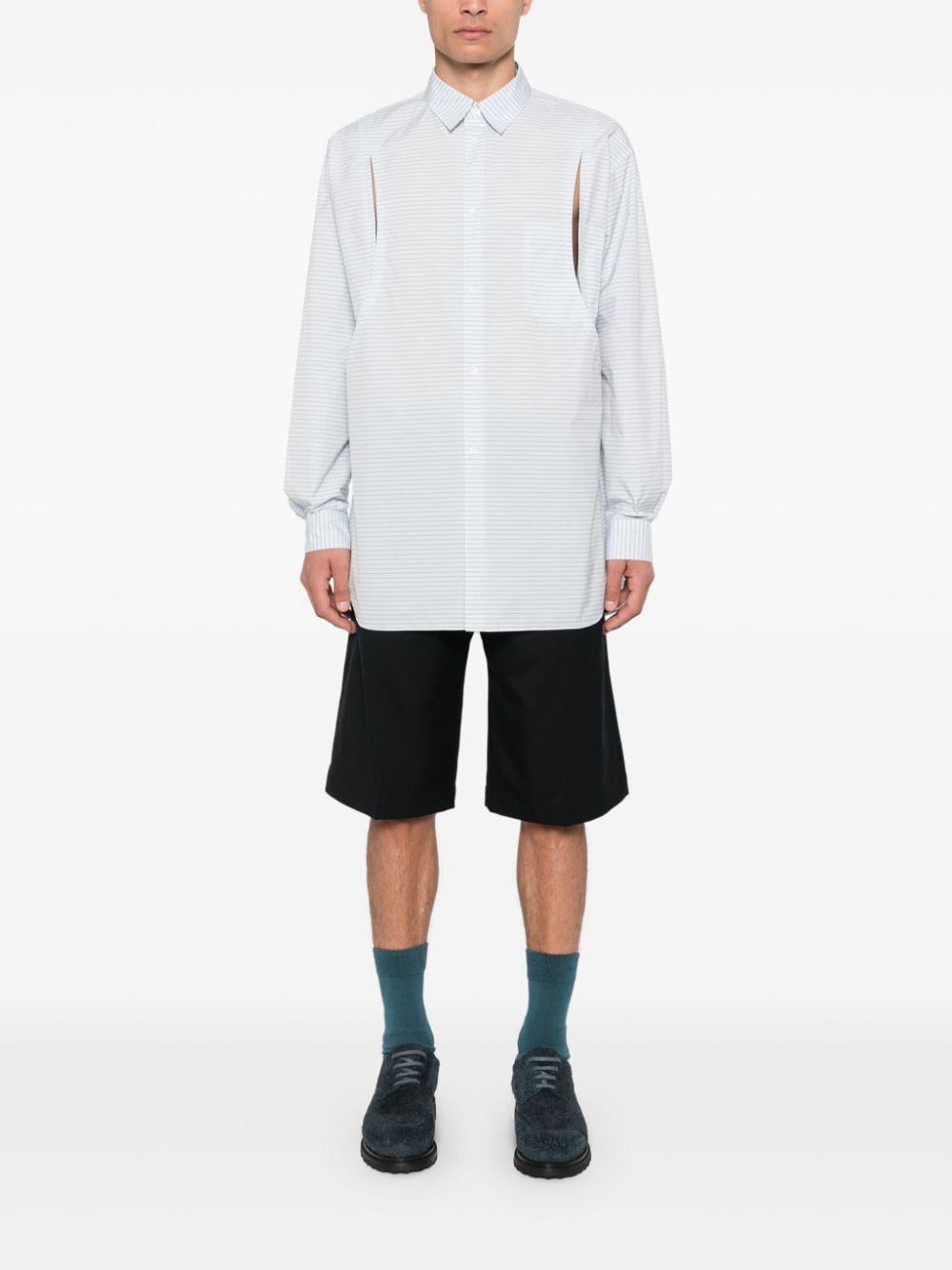 Comme des Garçons Homme Plus Gestreept overhemd - Wit