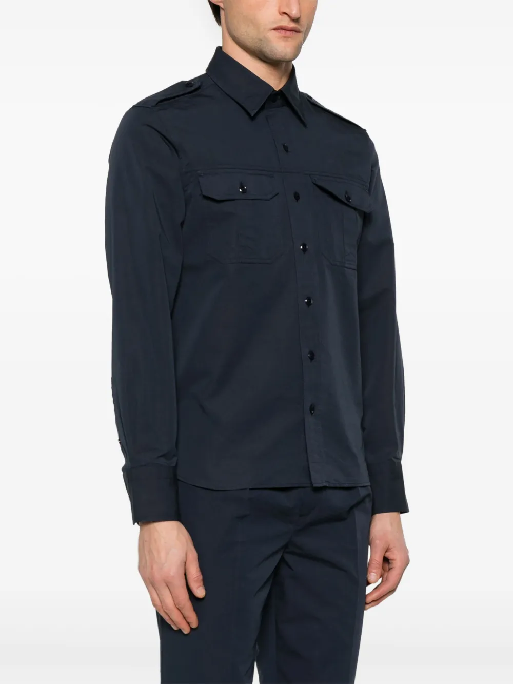 TOM FORD Popeline overhemd Blauw