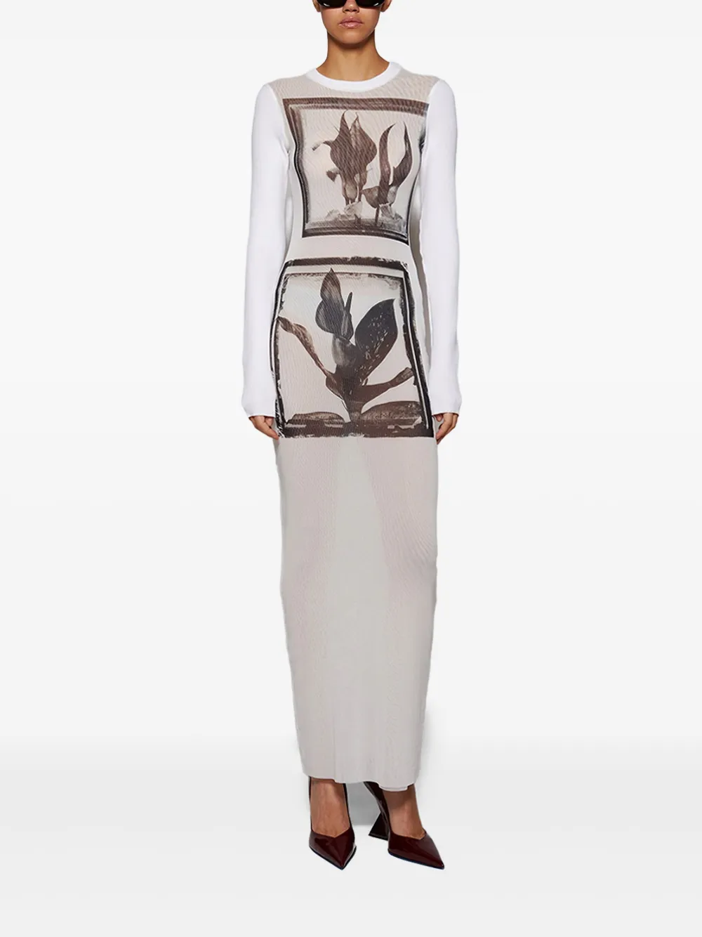 JEAN PAUL GAULTIER FLOWERS CADRES MAXI DRESS 