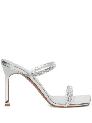 Amina Muaddi 95mm Diana Mules | Silver | FARFETCH
