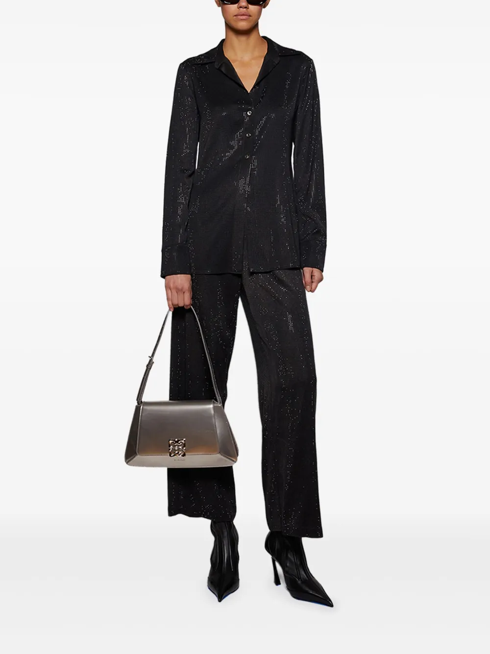 Alexander Wang Broek met glitter detail en wijde pijpen Zwart