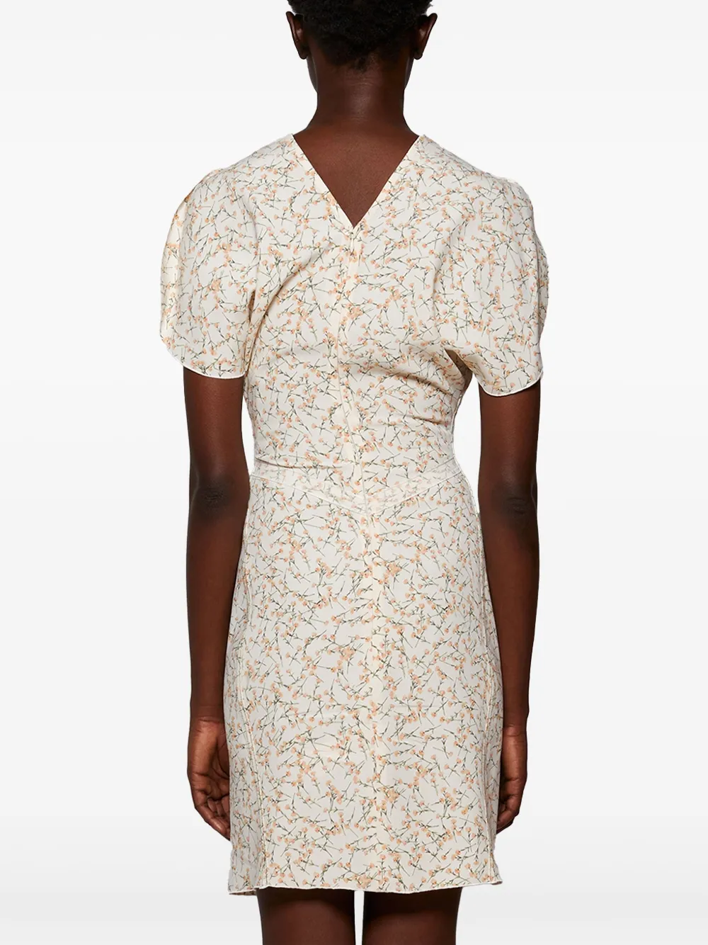 Shop Victoria Beckham Gathered-waist Mini Dress In Neutrals