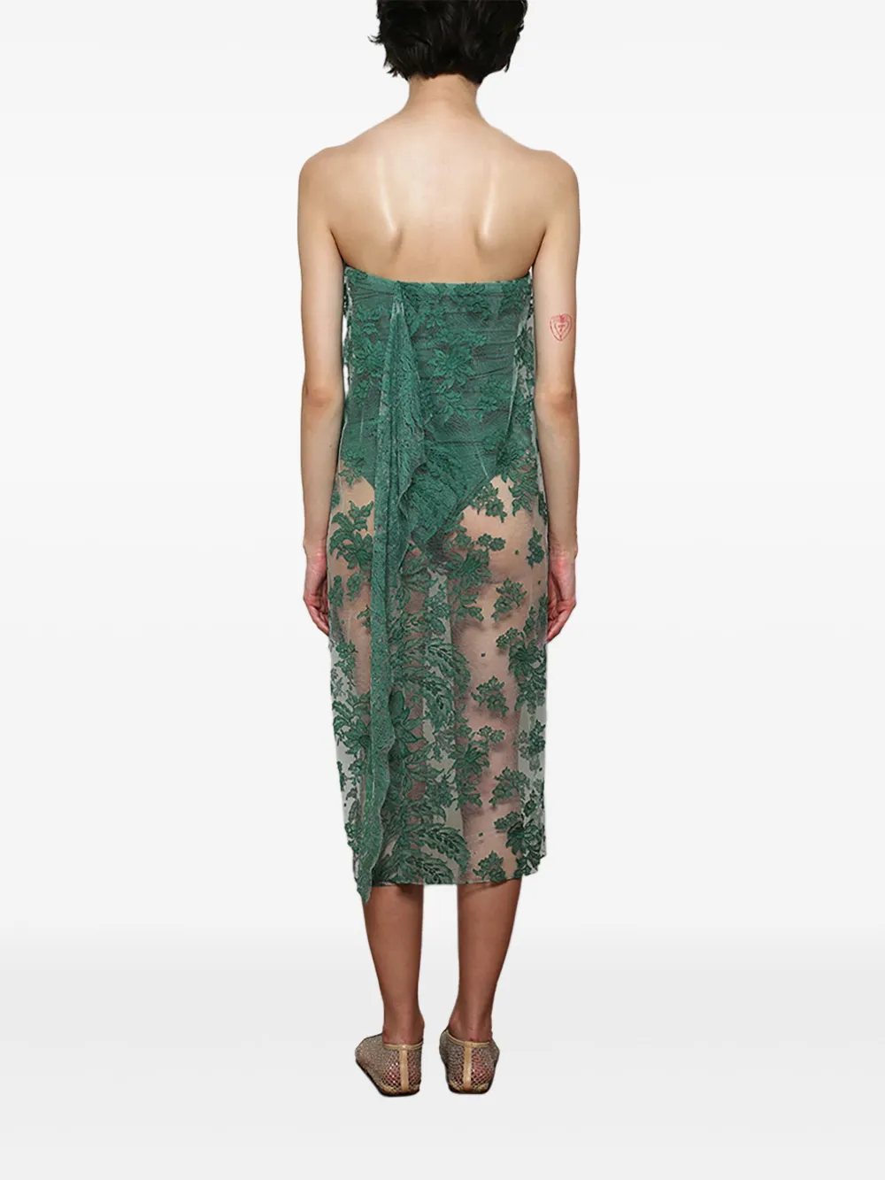 Christopher Esber Jurk met kant Groen