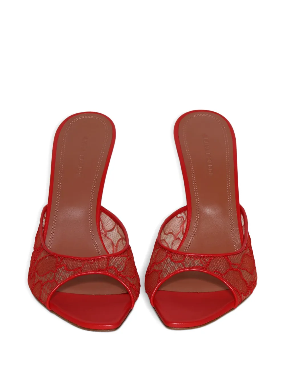 Amina Muaddi Alexa Lace Stiletto Mule Sandals In Red