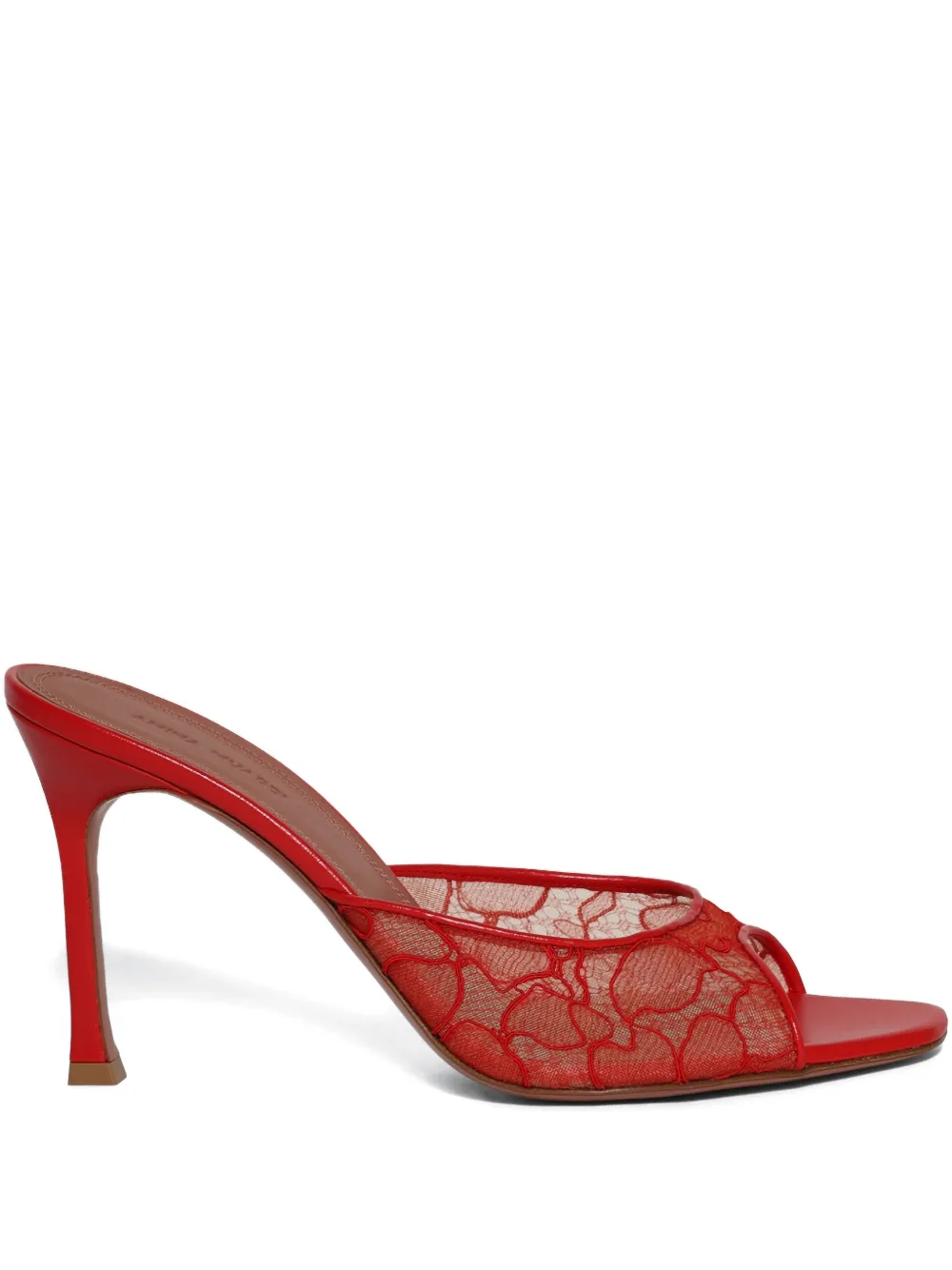 Amina Muaddi 95mm Alexa Lace Slipper sandals | Red | Image 1