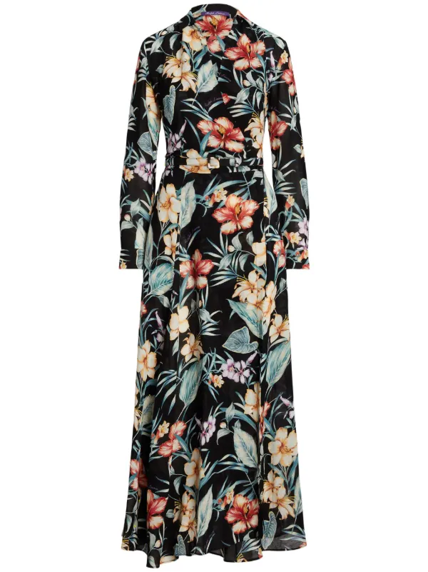 aniyah midi dress Ralph Lauren Aniyah Floral-Print Wrap Midi Dress In Black - 70% Off
