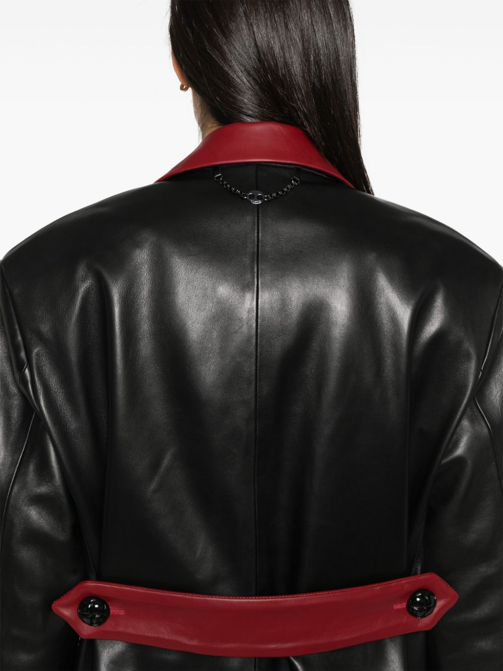 Shop Rabanne Leather Blazer In Schwarz