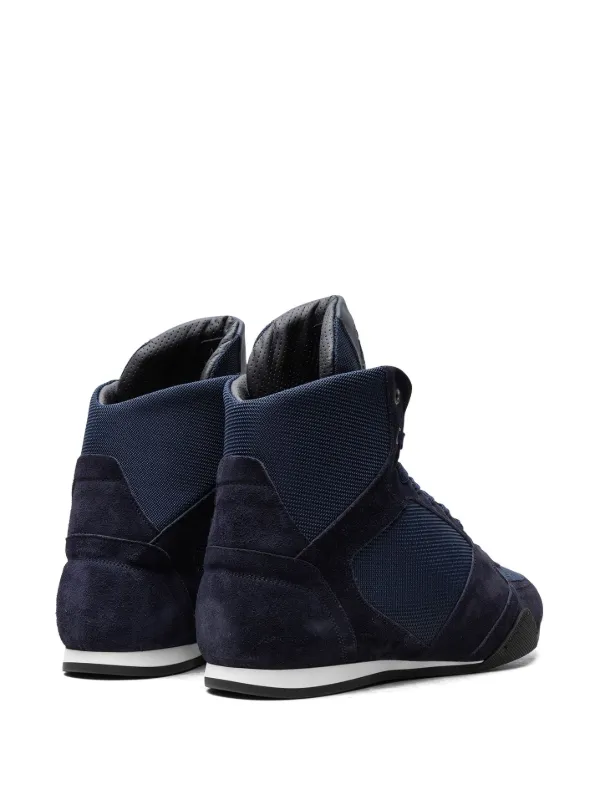 Versace High Top Greek Key Navy Sneakers Blue FARFETCH UK