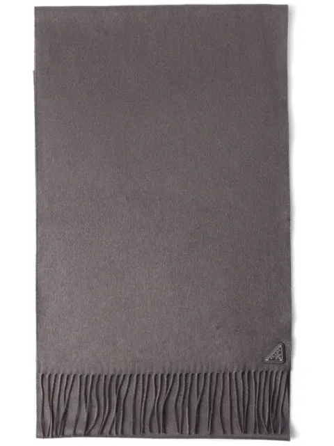 Prada logo-plaque silk-cashmere scarf