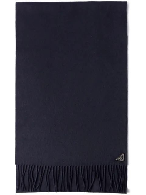 Prada logo-plaque silk-cashmere scarf