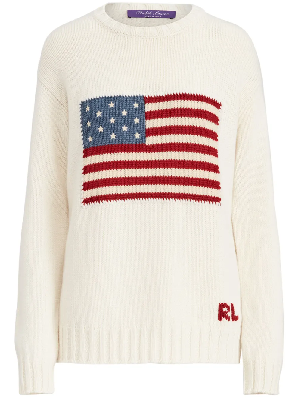 Ralph Lauren Collection Flag kasjmier trui Wit