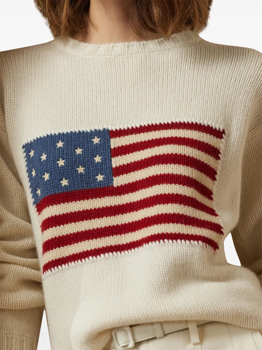 Ralph Lauren Collection Flag kasjmier trui Wit