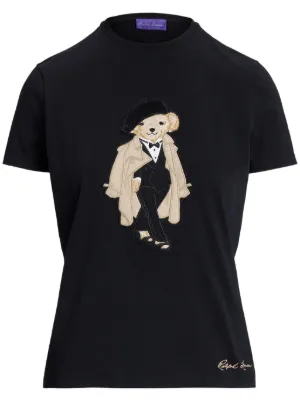 Ralph Lauren Collection Polo Bear-appliqué T-shirt | Black | FARFETCH