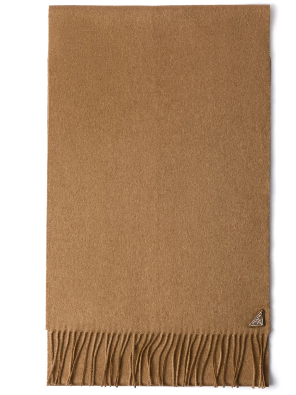 Prada Logo-plaque Silk-cashmere Scarf In Neutrals
