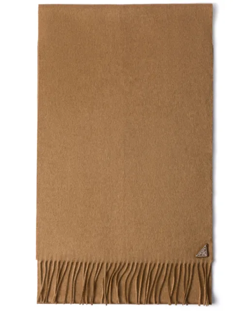 Prada logo-plaque silk-cashmere scarf