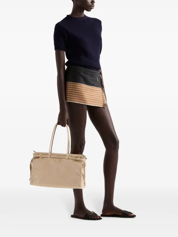 Prada two-tone Cashmere Miniskirt | Grey | FARFETCH AO