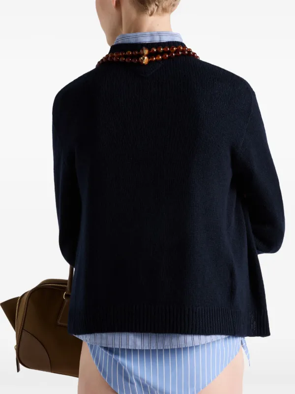 【送料&関税込】Prada Dark Blue Cashmere Cardigan Prada Cashmere Cardigan | Blue | FARFETCH