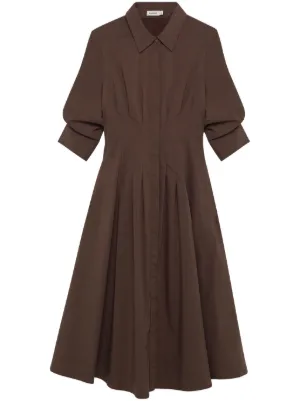 Lee Mathews Skye Pleated puff-sleeve Dress | Green | FARFETCH ID