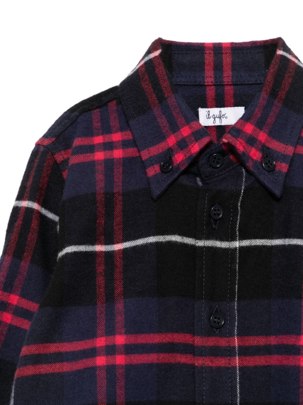 Shop Il Gufo Cotton Flannel Shirt In Blau