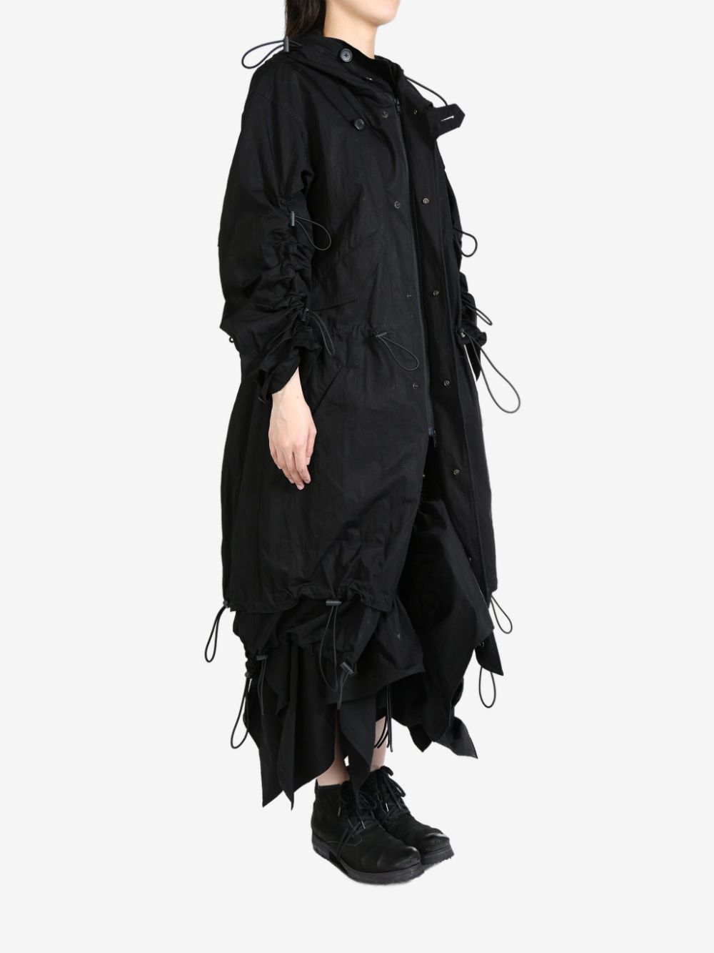 Yohji Yamamoto Weather Loose Elastic parka - Zwart