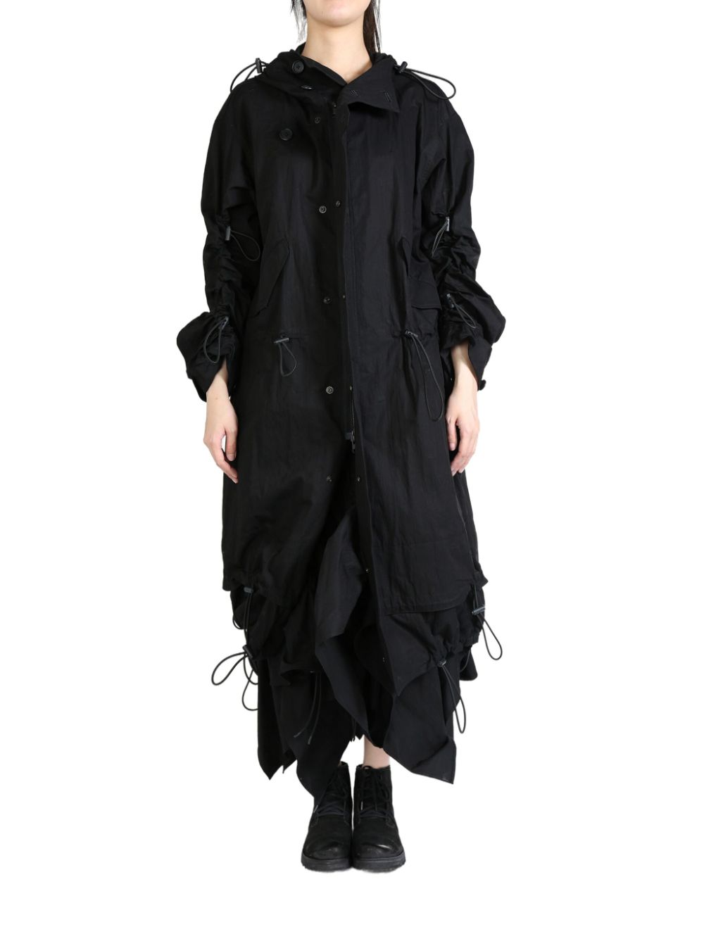 Yohji Yamamoto Weather Loose Elastic parka Zwart