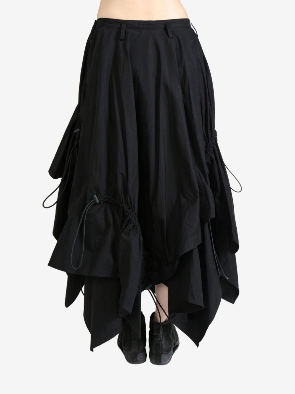 Shop Yohji Yamamoto Asymmetric Midi Skirt In Black