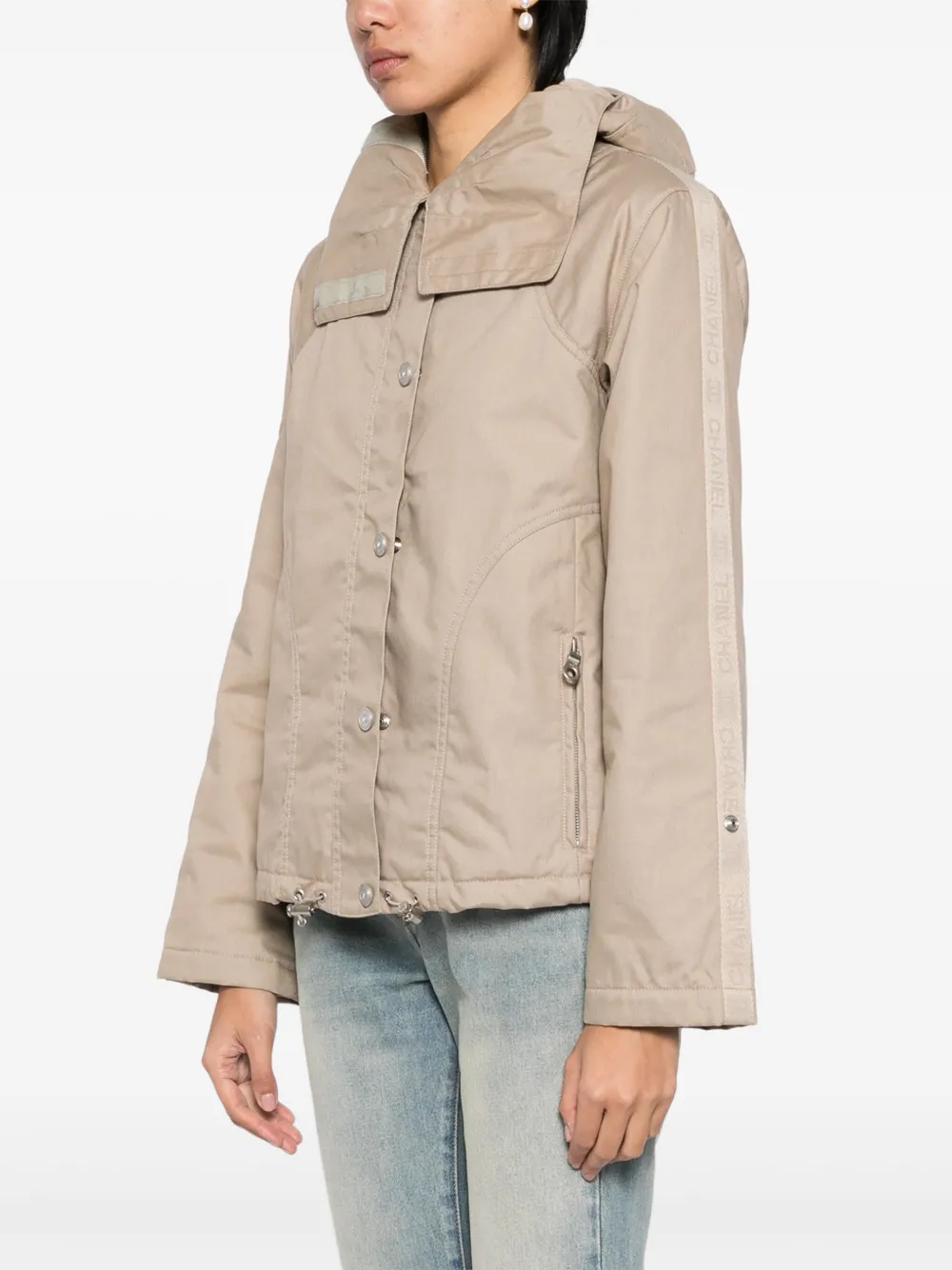 Pre-owned Chanel 2002 Sport Line Zip-up Hooded Jacket In 中性色