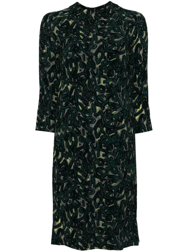Louis Vuitton 1990-2000s Graffiti Dress - Green