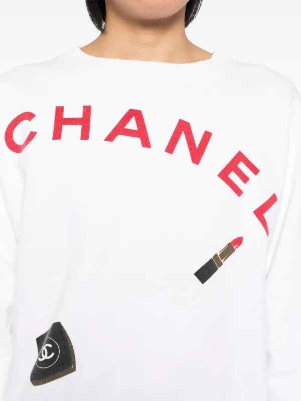 CHANEL Pre Owned 1990 2000 logo print Sweatshirt White FARFETCH PL