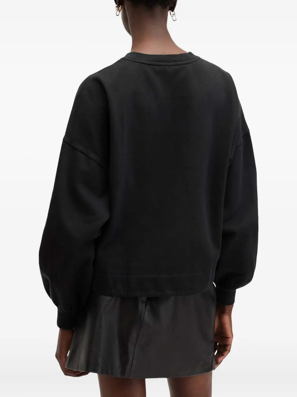 Allsaints Fleurir Lila Floral-print Sweatshirt In Black