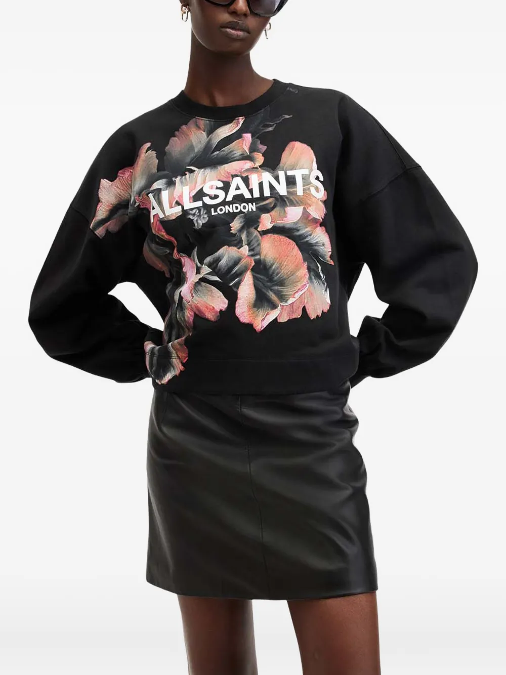 AllSaints Fleurir Lila フローラル スウェットシャツ - ブラック AllSaints Fleurir Lila フローラル スウェットシャツ - ブラック