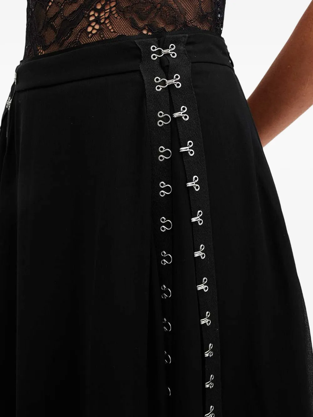 Allsaints Luna Asymmetrical Lace-up Skirt In Black