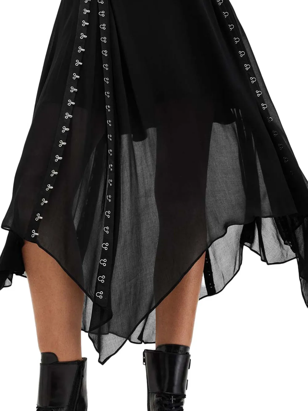 Allsaints Luna Asymmetrical Lace-up Skirt In Black