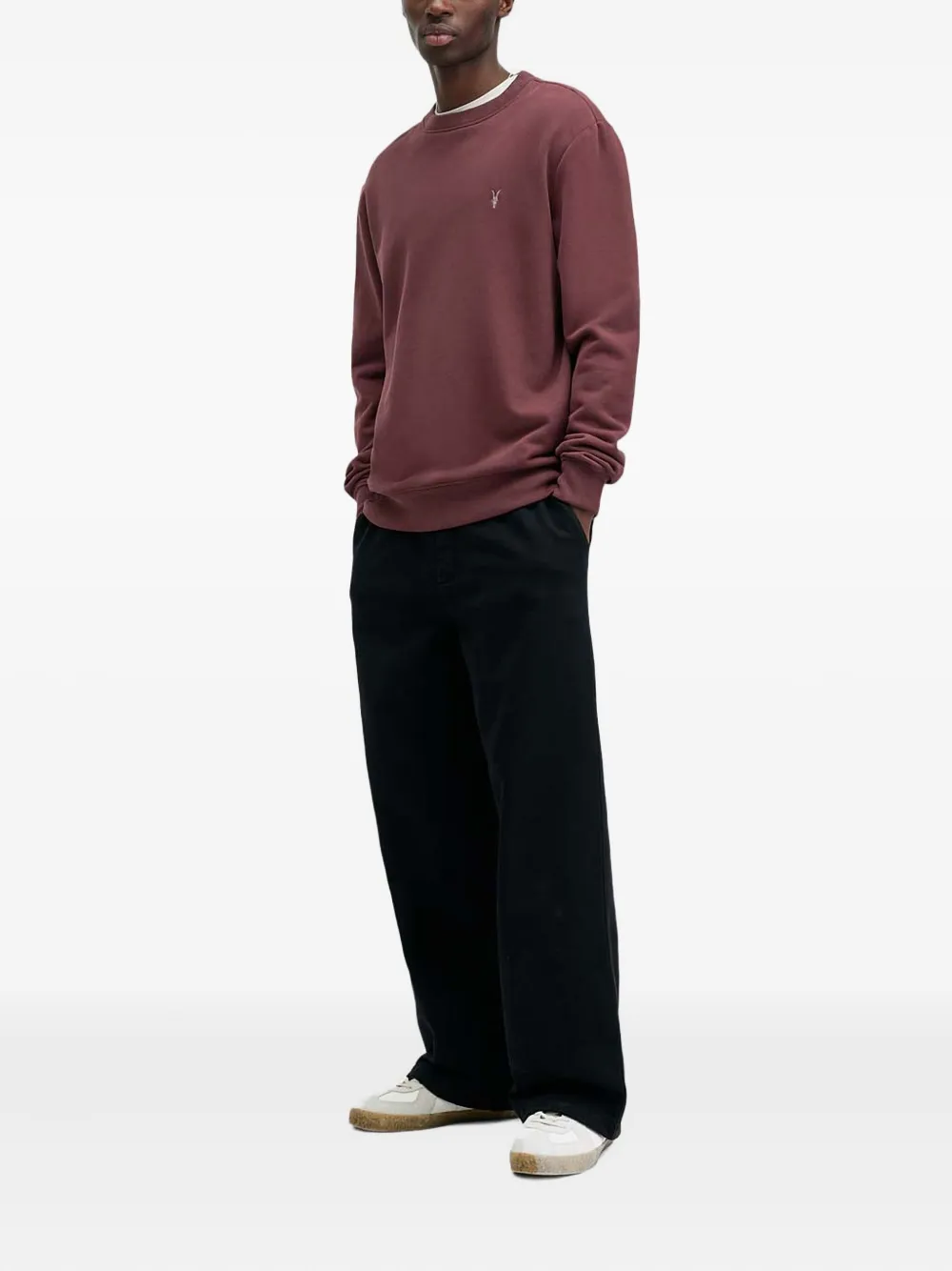 AllSaints Sweater met ronde hals en geborduurde raaf Rood