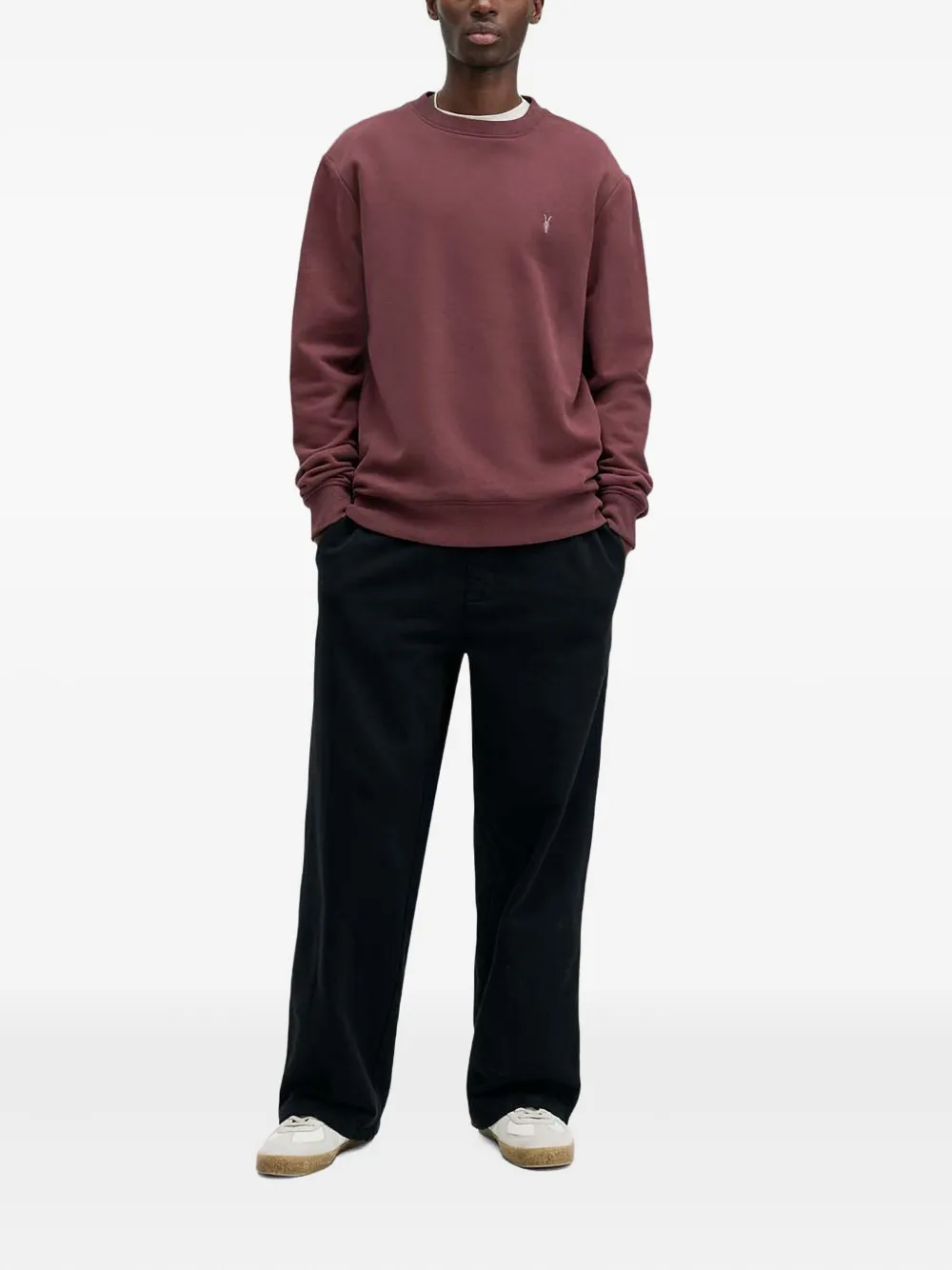 AllSaints Raven embroidered crew-neck sweatshirt - Rood