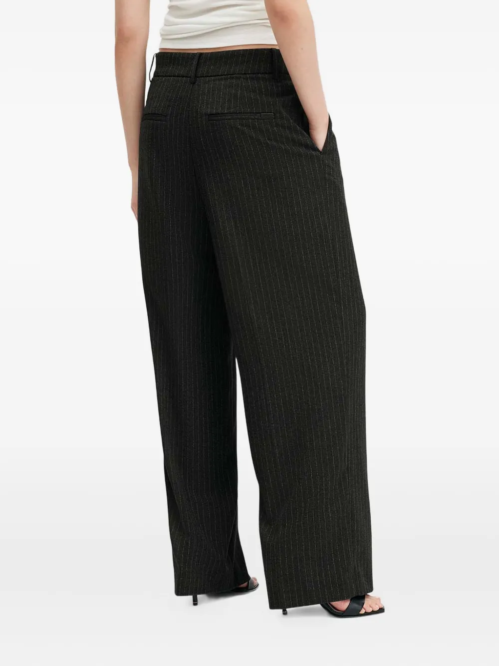 Allsaints Averie Pinstripe Pleated Trousers In Gray