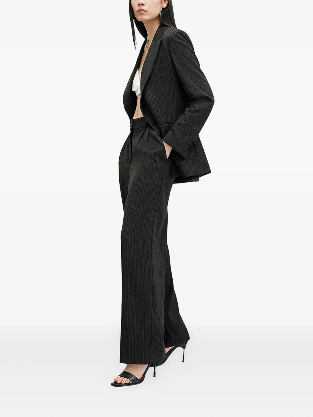 AllSaints Averie pinstripe pleated trousers - Grijs