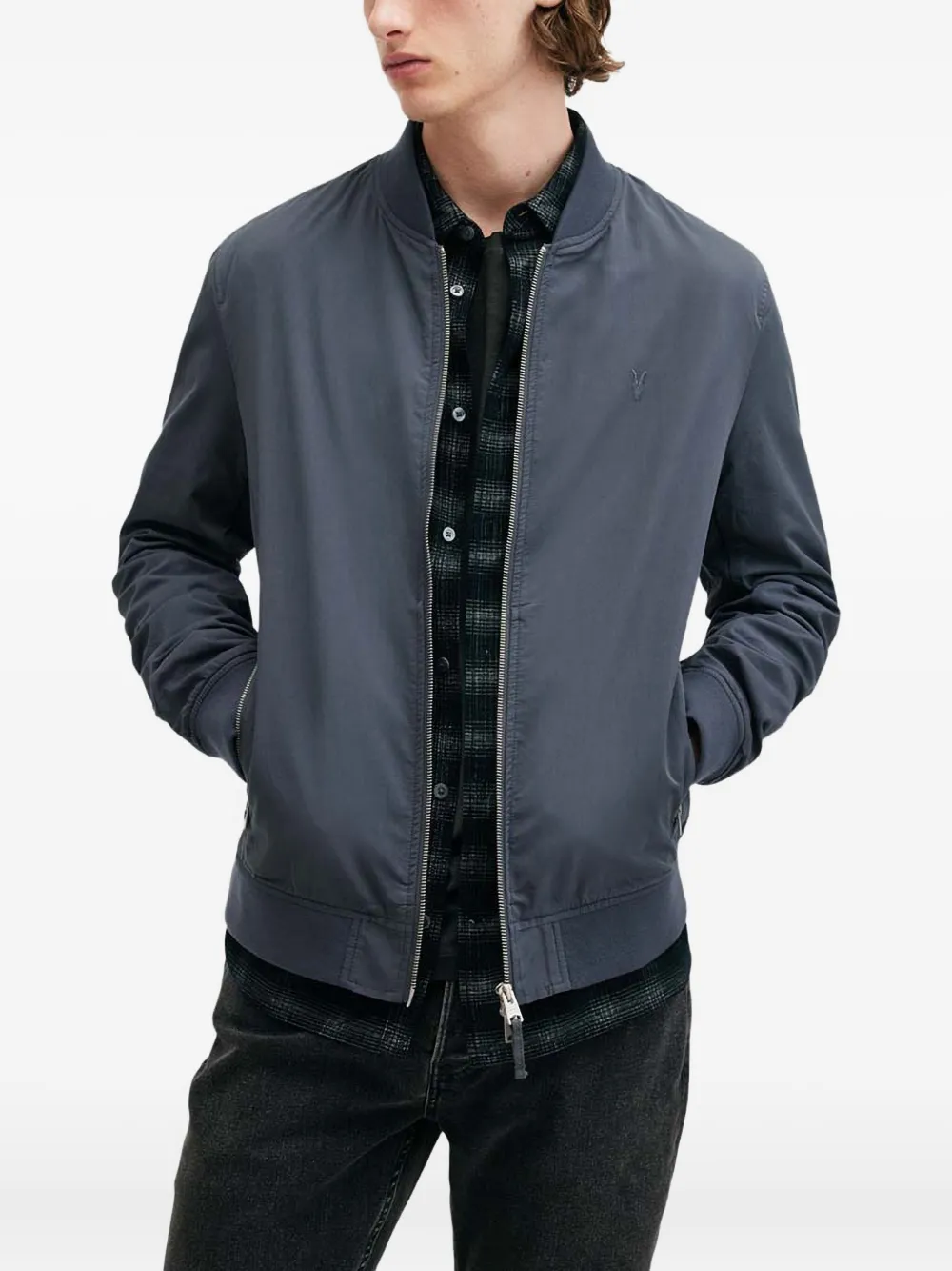 AllSaints Bomberjack met geborduurd logo Blauw